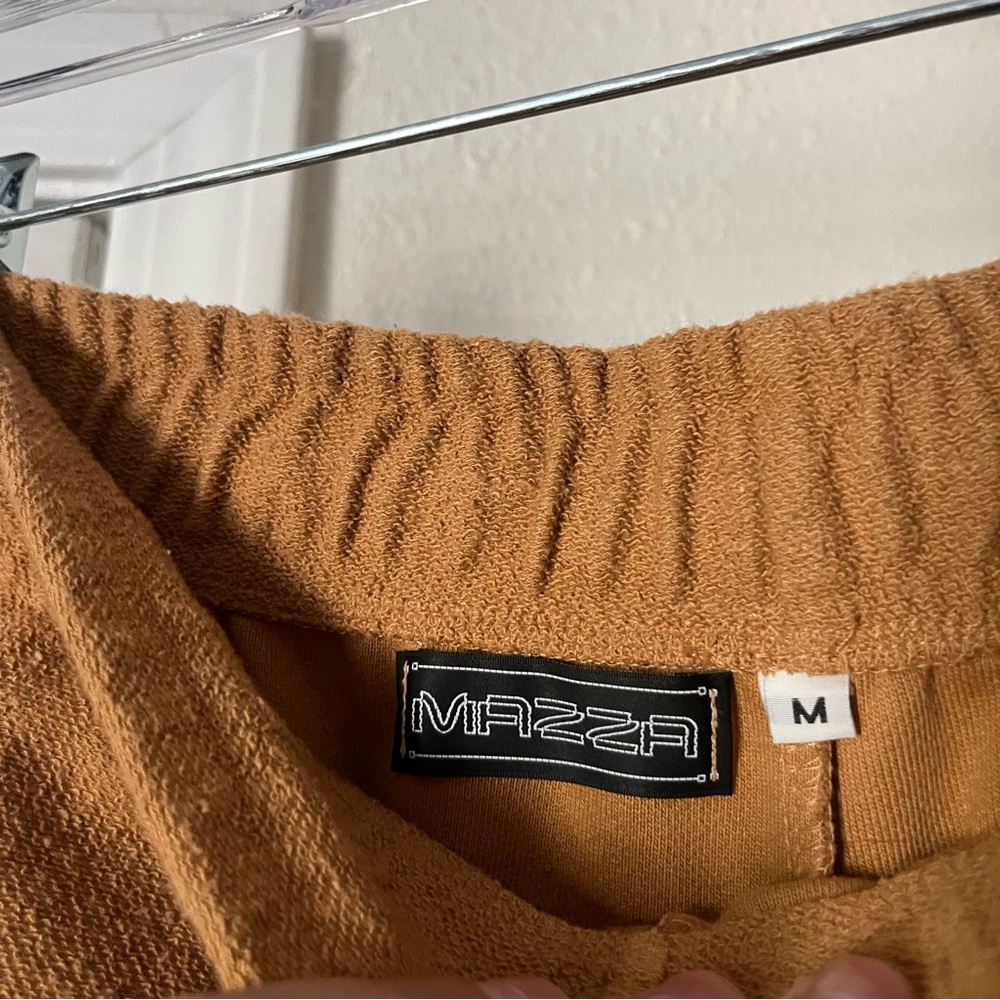 MAZZA dark‎ mustard yellow knit logo graphic straight leg sweat pants - Picture 6 of 6